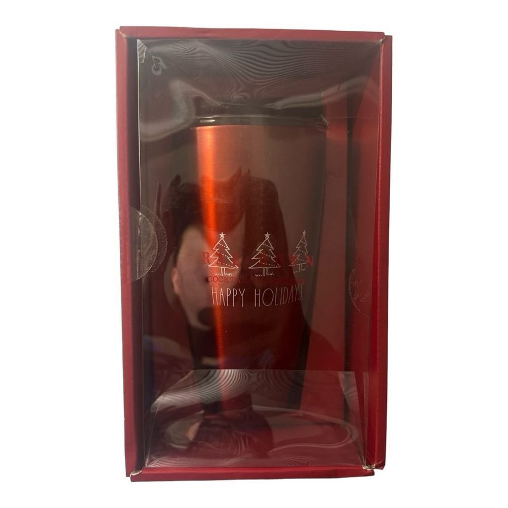 Rae Dunn Happy Holidays Tumbler Christmas Tree Cocktail Gift‎ Boxed
